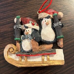 Vintage 1998 Coca Cola Penguins Sled Ornament